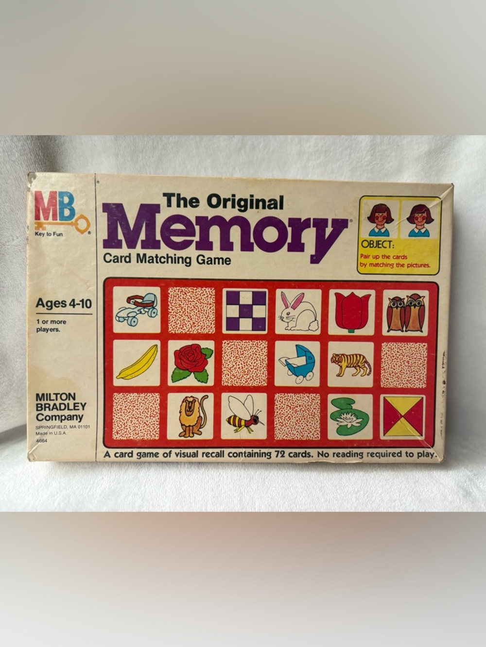 Vintage 1980 Memory Matching Game Milton Bradley Card Game 68 cards
